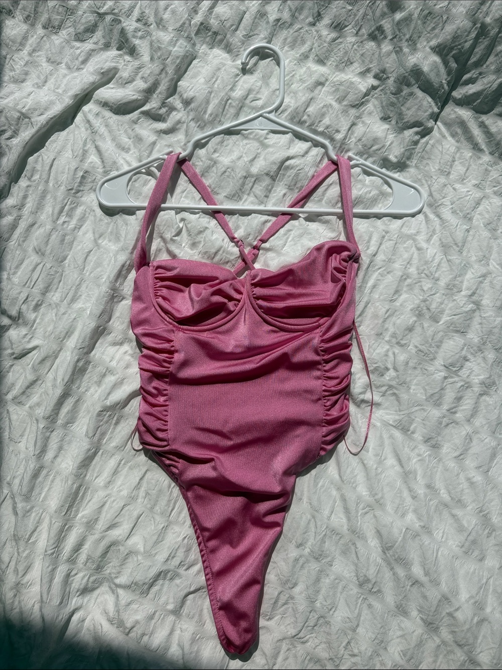 Bershka Pink Ruched Girls' One-Piece Swimsuit
